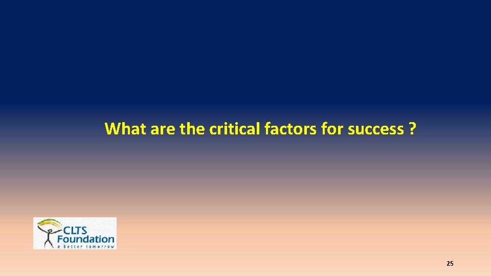 What are the critical factors for success ? 25 
