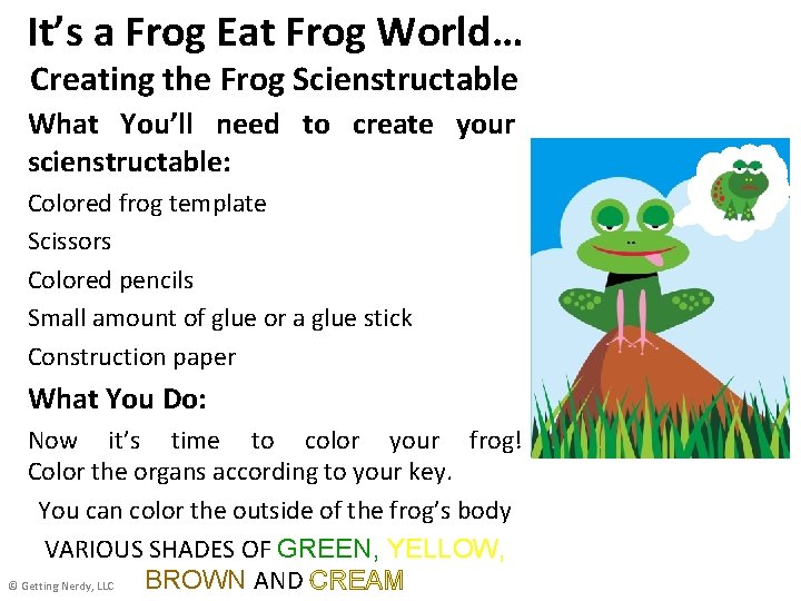 It’s a Frog Eat Frog World… Creating the Frog Scienstructable What You’ll need to