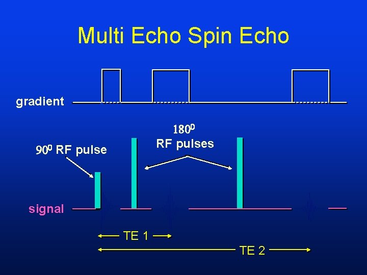 Multi Echo Spin Echo gradient RF pulses RF pulse signal TE 1 TE 2