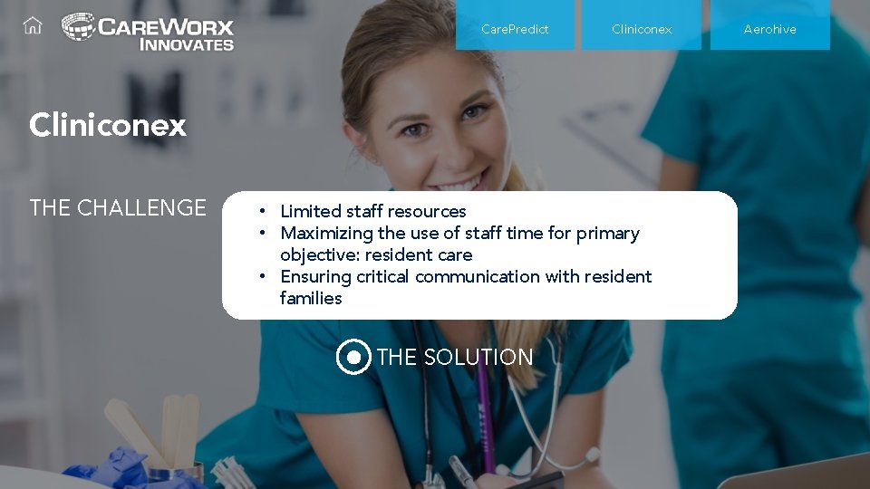 Care. Predict Cliniconex THE CHALLENGE • Limited staff resources • Maximizing the use of