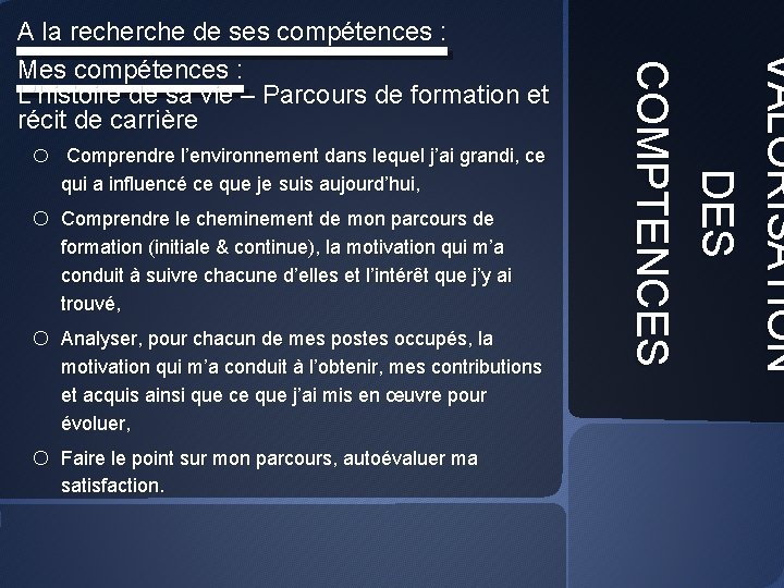 o Comprendre l’environnement dans lequel j’ai grandi, ce qui a influencé ce que je