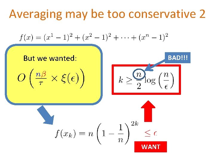 Averaging may be too conservative 2 But we wanted: BAD!!! WANT 