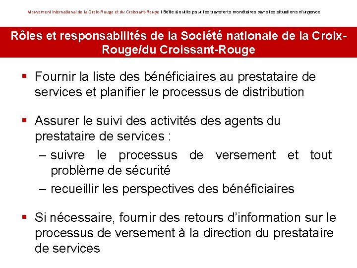 Mouvement international de la Croix-Rouge et du Croissant-Rouge I Boîte à outils pour les