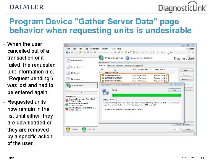 Program Device "Gather Server Data" page behavior when requesting units is undesirable • When Program Device "Gather Server Data" page behavior when requesting units is undesirable • When