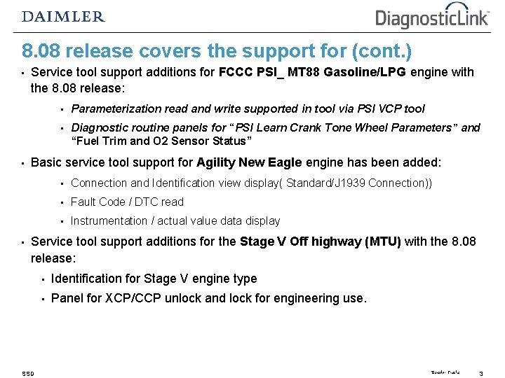 8. 08 release covers the support for (cont. ) • • • Service tool 8. 08 release covers the support for (cont. ) • • • Service tool