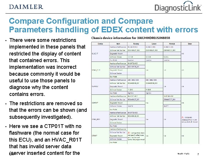 Compare Configuration and Compare Parameters handling of EDEX content with errors • There were Compare Configuration and Compare Parameters handling of EDEX content with errors • There were