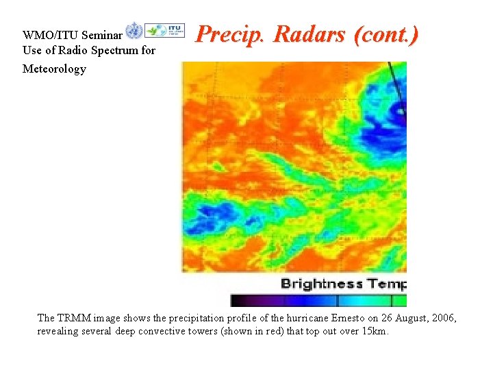 WMO/ITU Seminar Use of Radio Spectrum for Precip. Radars (cont. ) Meteorology The TRMM