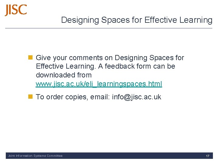 Designing Spaces for Effective Learning n Give your comments on Designing Spaces for Effective