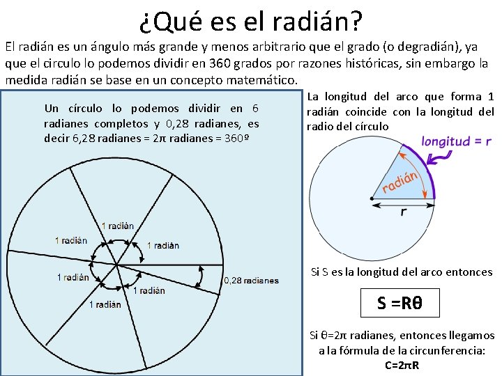 ¿Qué es el radián? El radián es un ángulo más grande y menos arbitrario