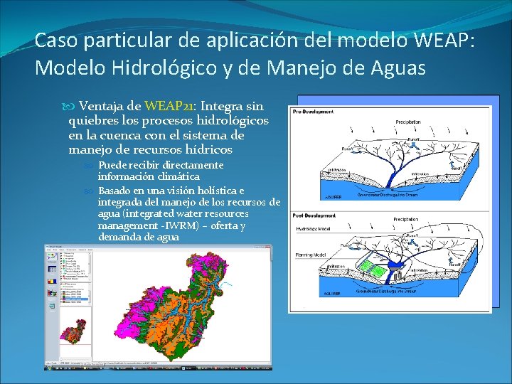 Caso particular de aplicación del modelo WEAP: Modelo Hidrológico y de Manejo de Aguas