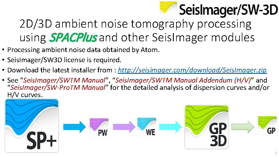  • • 2 D/3 D ambient noise tomography processing using SPACPlus and other