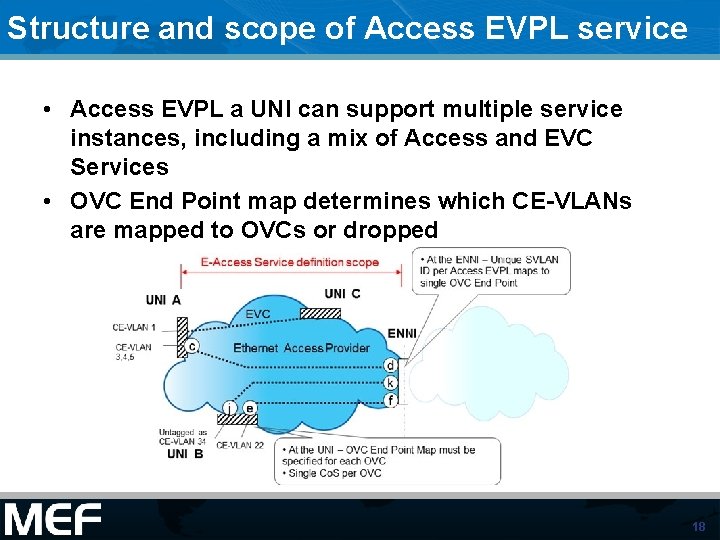 Structure and scope of Access EVPL service • Access EVPL a UNI can support
