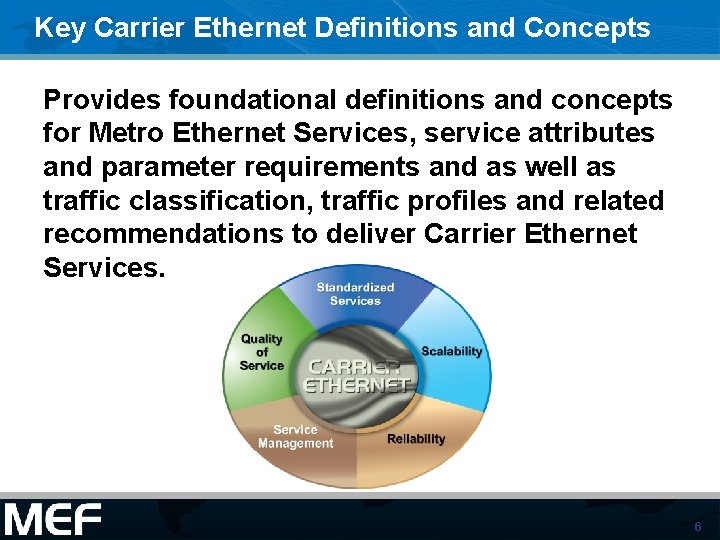 Key Carrier Ethernet Definitions and Concepts Provides foundational definitions and concepts for Metro Ethernet