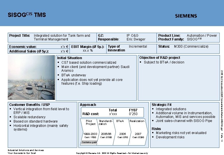 SISOGCIS TMS Project Title: Integrated solution for Tank farm and Terminal Management Economic value: