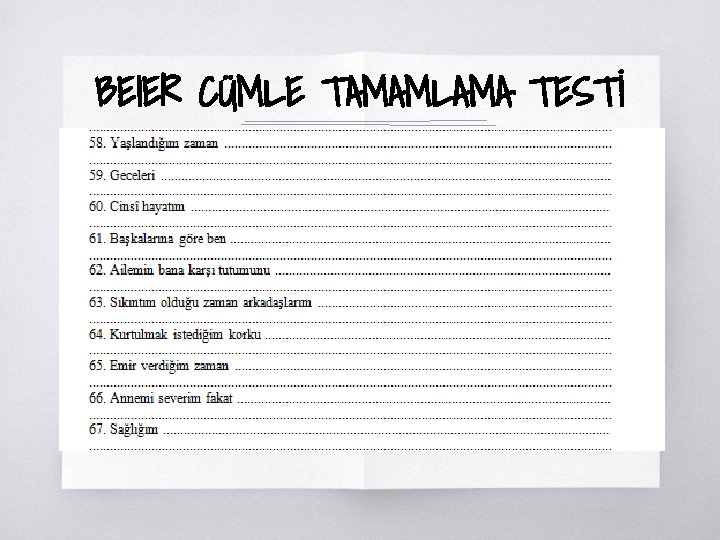 BEIER CÜMLE TAMAMLAMA TESTİ ▧? 