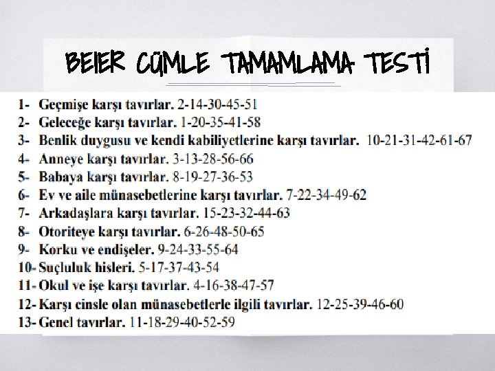 BEIER CÜMLE TAMAMLAMA TESTİ ▧? 