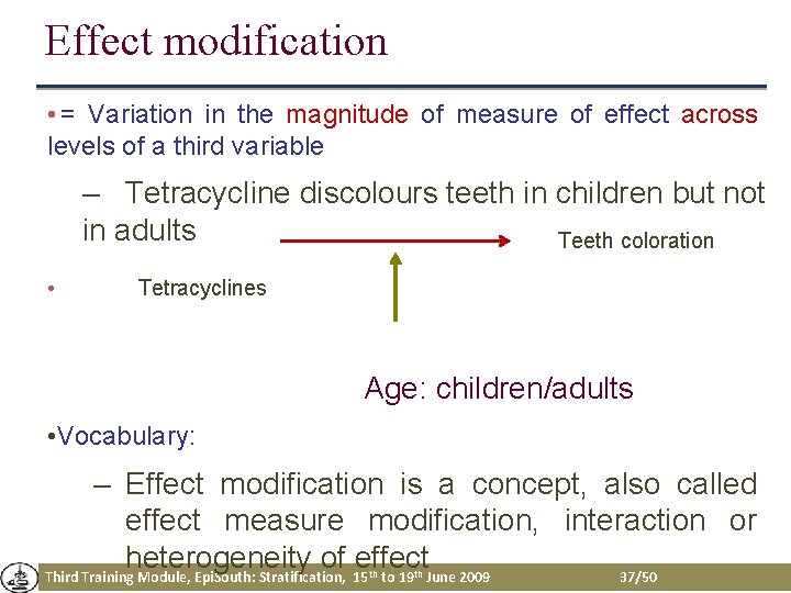 Effect modification • = Variation in the magnitude of measure of effect across levels Effect modification • = Variation in the magnitude of measure of effect across levels