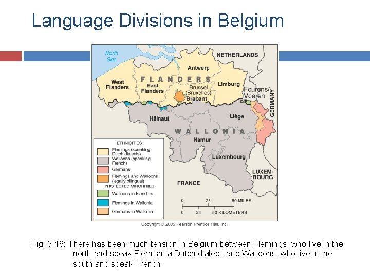 Language Divisions in Belgium Fig. 5 -16: There has been much tension in Belgium
