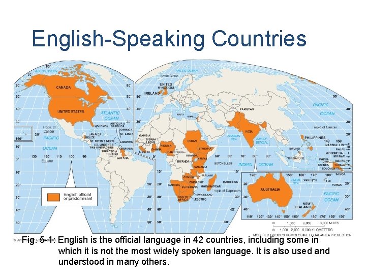 English-Speaking Countries Fig. 5 -1: English is the official language in 42 countries, including
