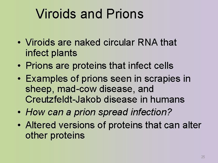 Viroids and Prions • Viroids are naked circular RNA that infect plants • Prions