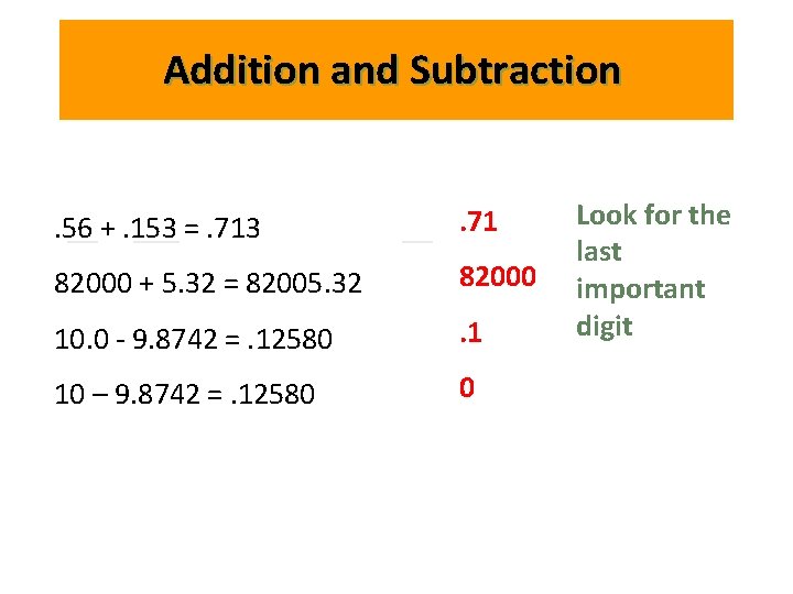 Addition and Subtraction. 56 +. 153 =. 713 __ ___ __. 71 82000 +