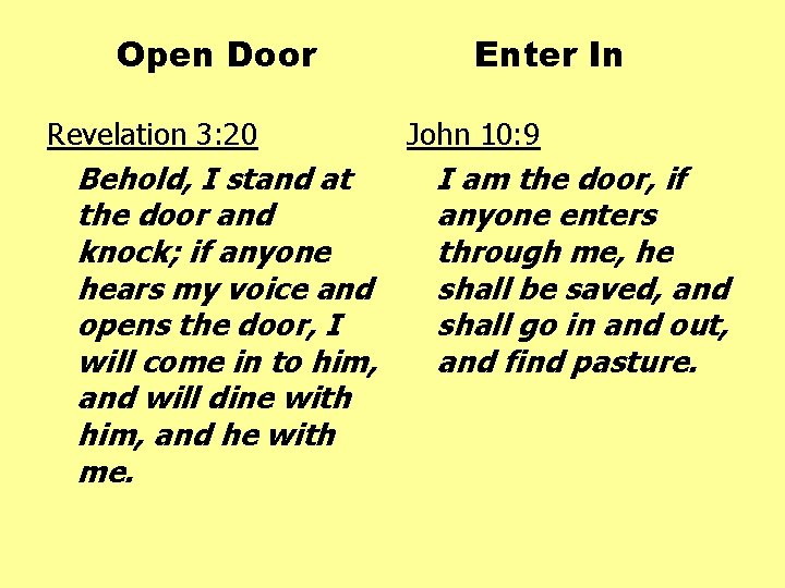Open Door Revelation 3: 20 Behold, I stand at the door and knock; if Open Door Revelation 3: 20 Behold, I stand at the door and knock; if