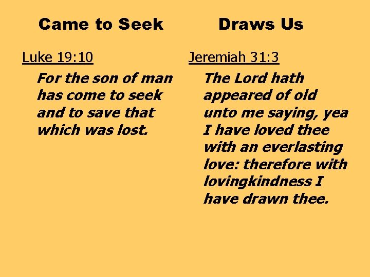 Came to Seek Luke 19: 10 For the son of man has come to Came to Seek Luke 19: 10 For the son of man has come to