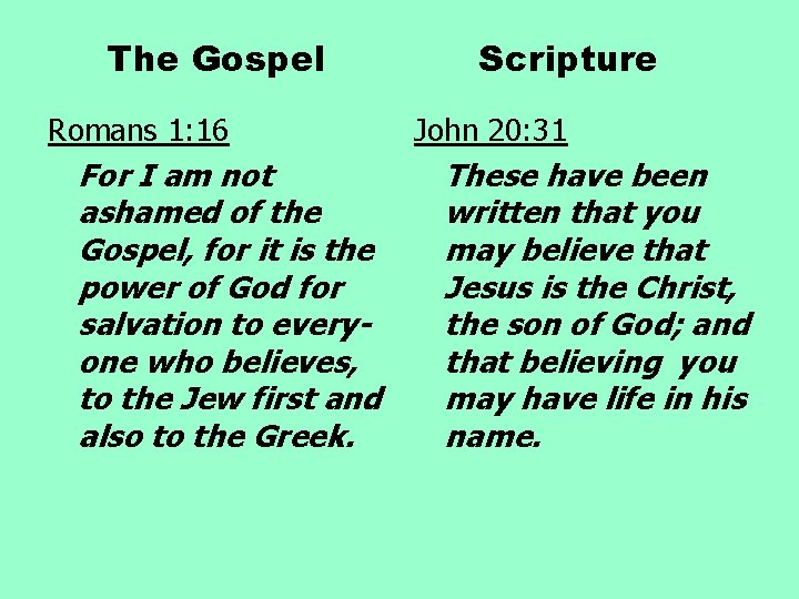 The Gospel Romans 1: 16 For I am not ashamed of the Gospel, for The Gospel Romans 1: 16 For I am not ashamed of the Gospel, for