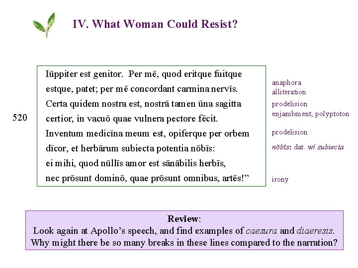 IV. What Woman Could Resist? 520 Iūppiter est genitor. Per mē, quod eritque fuitque