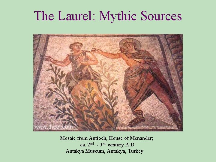 The Laurel: Mythic Sources Mosaic from Antioch, House of Menander; ca. 2 nd -