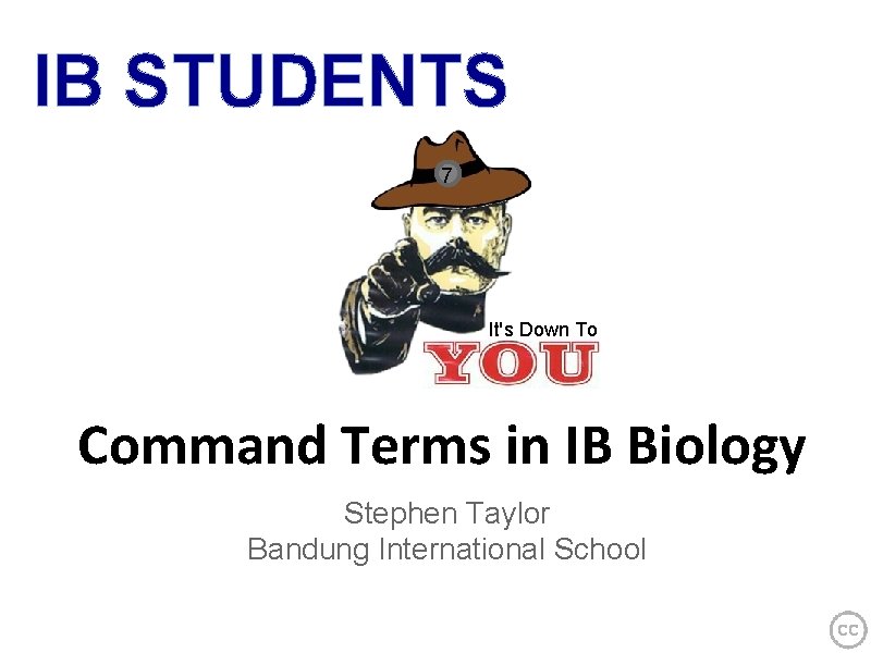 IB STUDENTS 7 It's Down To Command Terms in IB Biology Stephen Taylor Bandung