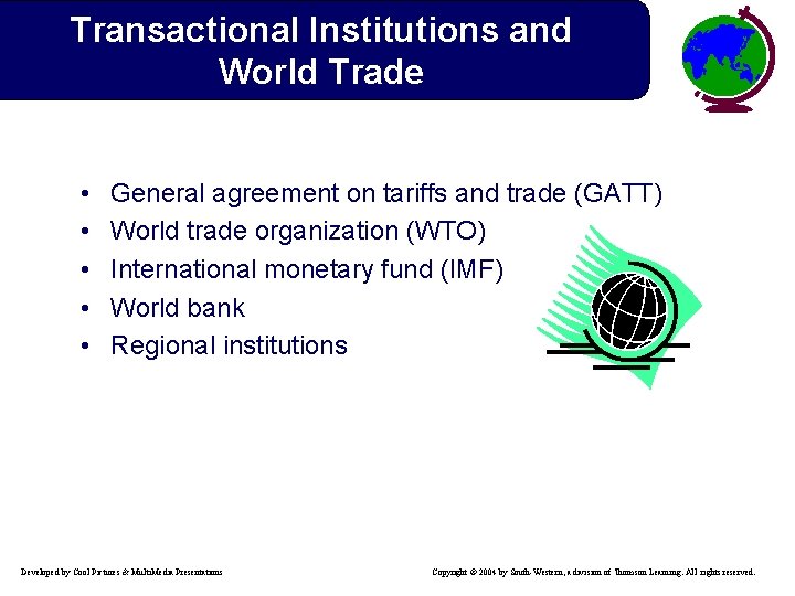 Transactional Institutions and World Trade • • • General agreement on tariffs and trade