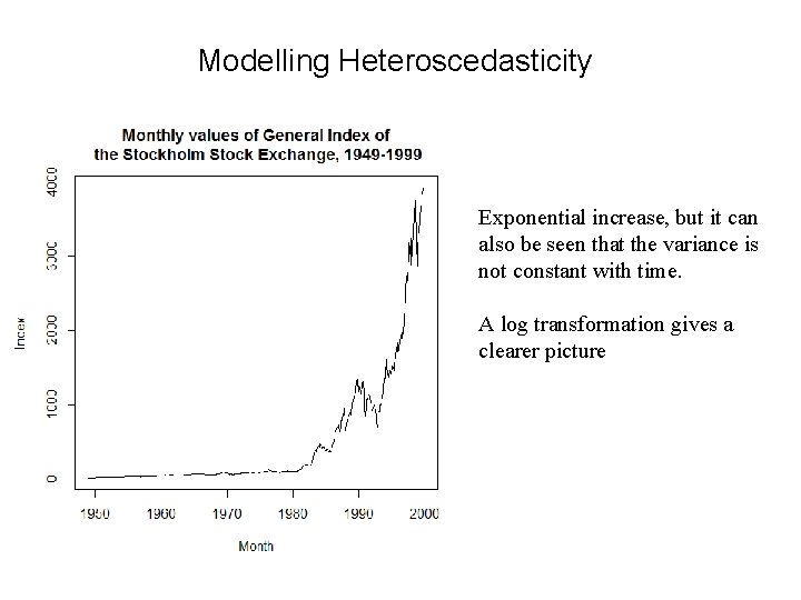 Modelling Heteroscedasticity Exponential increase, but it can also be seen that the variance is