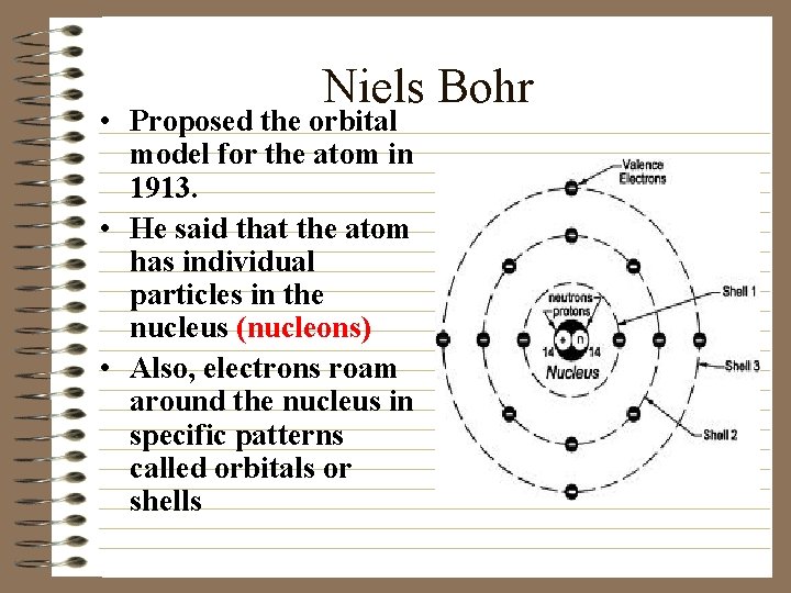 Niels Bohr • Proposed the orbital model for the atom in 1913. • He