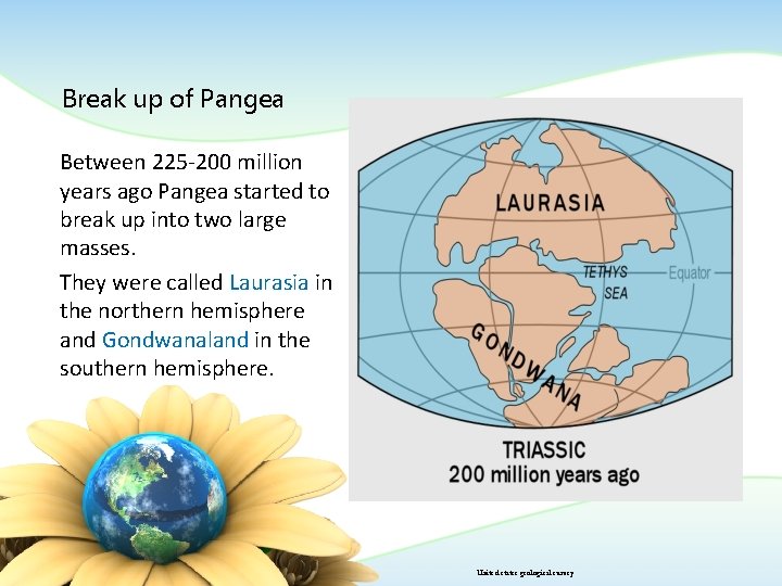 Break up of Pangea Between 225 -200 million years ago Pangea started to break Break up of Pangea Between 225 -200 million years ago Pangea started to break