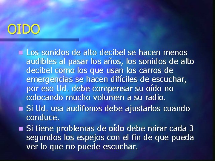 OIDO Los sonidos de alto decibel se hacen menos audibles al pasar los años, OIDO Los sonidos de alto decibel se hacen menos audibles al pasar los años,
