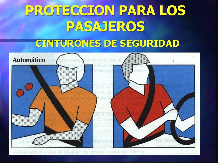 PROTECCION PARA LOS PASAJEROS CINTURONES DE SEGURIDAD PROTECCION PARA LOS PASAJEROS CINTURONES DE SEGURIDAD