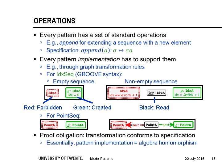 OPERATIONS § Red: Forbidden Green: Created Model Patterns Black: Read 22 July 2015 16