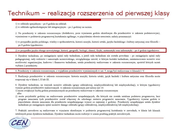 Technikum – realizacja rozszerzenia od pierwszej klasy 