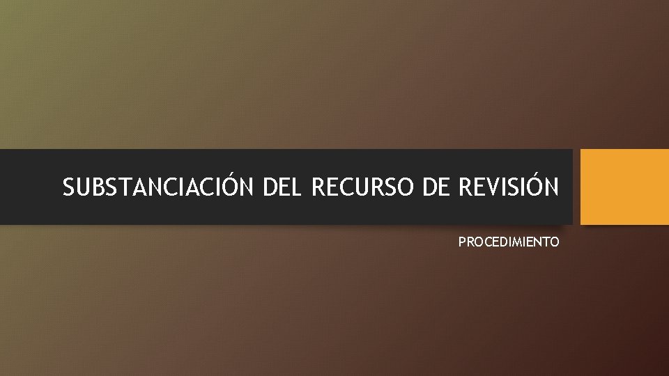 SUBSTANCIACIÓN DEL RECURSO DE REVISIÓN PROCEDIMIENTO 