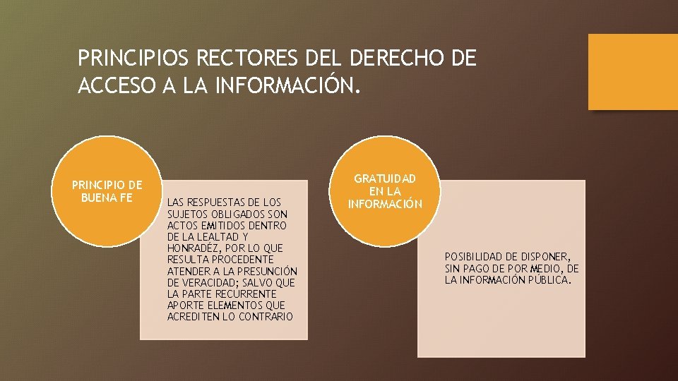 PRINCIPIOS RECTORES DEL DERECHO DE ACCESO A LA INFORMACIÓN. PRINCIPIO DE BUENA FE LAS