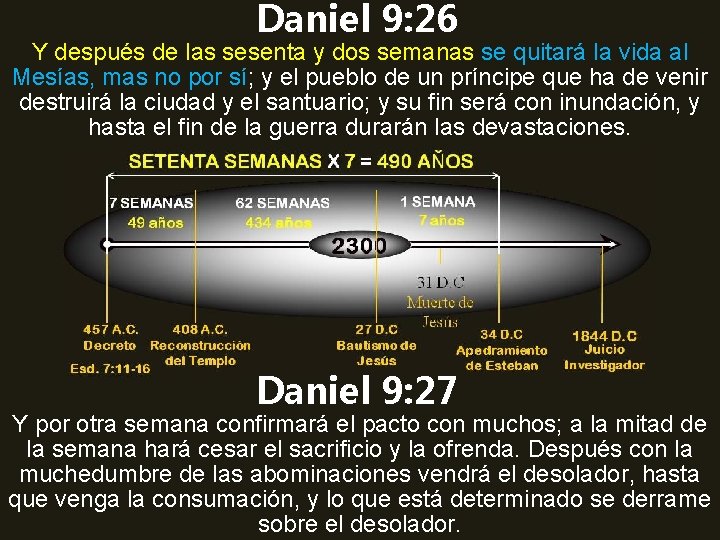 Daniel 9: 26 Y después de las sesenta y dos semanas se quitará la Daniel 9: 26 Y después de las sesenta y dos semanas se quitará la