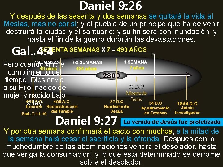 Daniel 9: 26 Y después de las sesenta y dos semanas se quitará la Daniel 9: 26 Y después de las sesenta y dos semanas se quitará la
