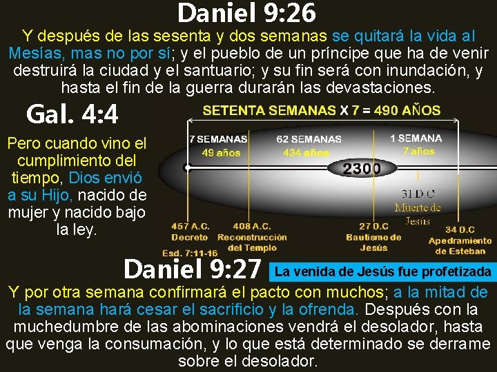 Daniel 9: 26 Y después de las sesenta y dos semanas se quitará la Daniel 9: 26 Y después de las sesenta y dos semanas se quitará la