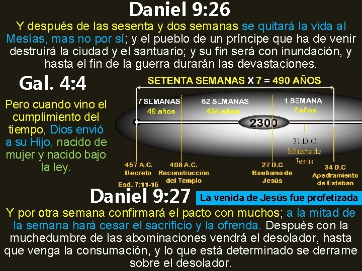 Daniel 9: 26 Y después de las sesenta y dos semanas se quitará la Daniel 9: 26 Y después de las sesenta y dos semanas se quitará la