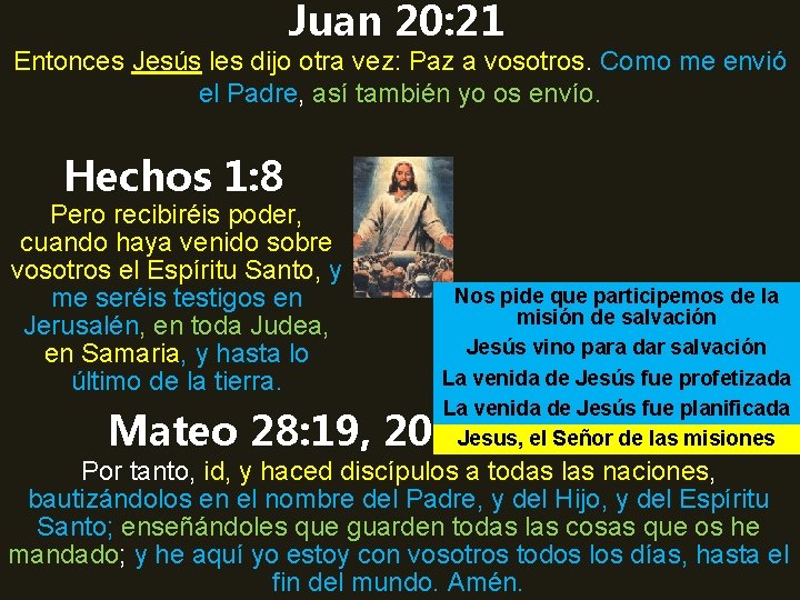 Juan 20: 21 Entonces Jesús les dijo otra vez: Paz a vosotros. Como me Juan 20: 21 Entonces Jesús les dijo otra vez: Paz a vosotros. Como me
