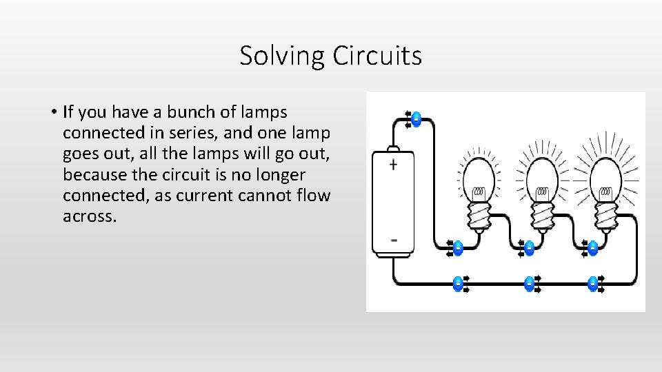Solving Circuits • If you have a bunch of lamps connected in series, and