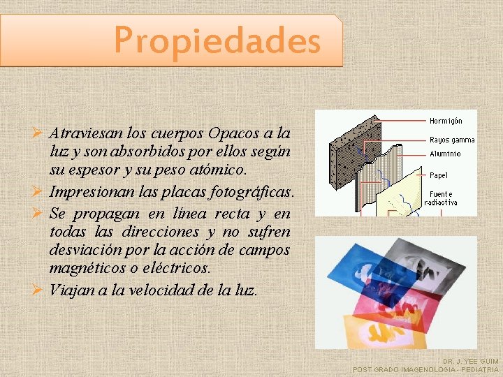 Propiedades Ø Atraviesan los cuerpos Opacos a la luz y son absorbidos por ellos