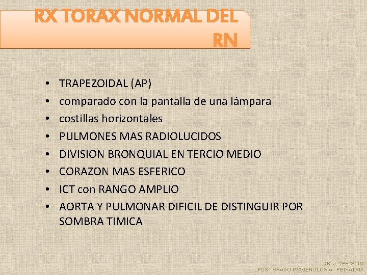 RX TORAX NORMAL DEL RN • • TRAPEZOIDAL (AP) comparado con la pantalla de