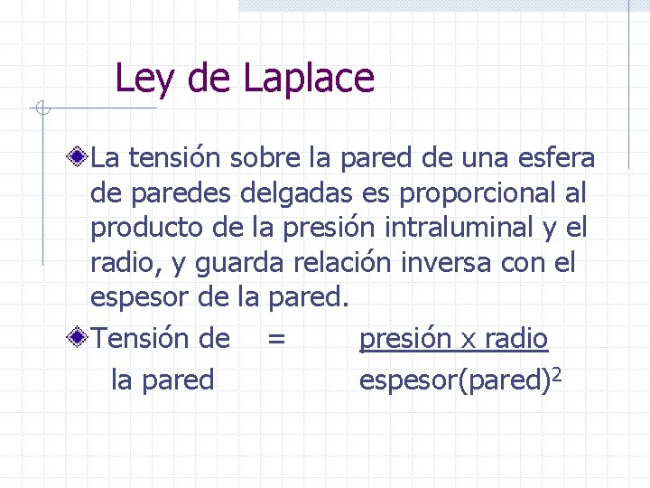 Ley de Laplace La tensión sobre la pared de una esfera de paredes delgadas